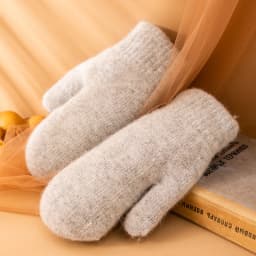 New Women Winter Keep Warm Plus Cashmere Thicken Solid Elasticity Soft Full Fingers Wool Knitting Mittens Gloves Cute Lovely