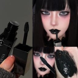 Gothic Matte Black Liquid Lipstick Moisturizer Long-Lasting Punk Blue Green Sparkling Pearl Lip Gloss Halloween Lip Glaze Makeup