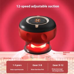 Smart Electric Cupping Massager with Heat & Remote Control Home Red Light Vacuum Suction Jars Circulation Muscle Relax 12 Level