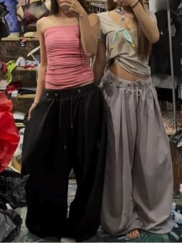 Retro Loose Fit Dance Wide Leg Pants Drawstring Rivet Casual Loose Draping Breathable High Waist Straight Cut Daily Wear