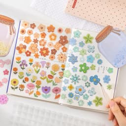 Journal GO Mini Flower Hard Card Sticker Set 90 Sheets of Floral & Plaid Patterns for Journaling Scrapbooking and DIY Crafts