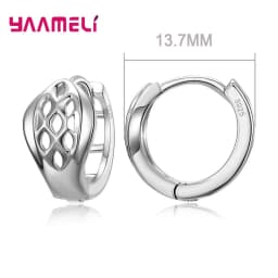 100% Real 925 Sterling Silver Earrings Statement Heart Star Square Round Geometric Hoop Flexible Earwire Leverback Women Jewelry