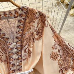 Vintage Print Elegant V-neck Lantern Long Sleeve Dress A-line Casual Women Fashion Autumn Spring Vestidos