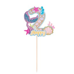 0-9 Digital Glitter Mermaid Tail Cake Topper Little Mermaid Party Cupcake Toppers Happy Birthday Cake Decor DIY Baking Supplies