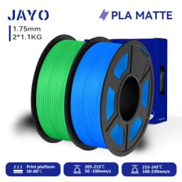 JAYO 2 Rolls 3D PLA Matte Printer Filament 1.75mm Neatly Wound PLA Filament with Matte Finish Print with 99% FDM 3D Printer