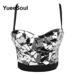 Black Y2K Tops White Rhinestone Sequins Tassel Slim Crop Top New Gothic Party Club Wedding High Street Sexy Corset Top Camis