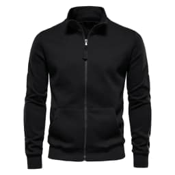 Men's Long Sleeve Sweatshirt Cotton-blend Solid Zipper Design  Sweatshirt for Men Clothing Sportswear Slim Fit Casual Jacket