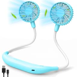 USB Rechargeable Mini Sports 3-Speed Adjustable Neck Dual Fan Home OfficeOutdoor Travel Portable Hanging Neck Fan