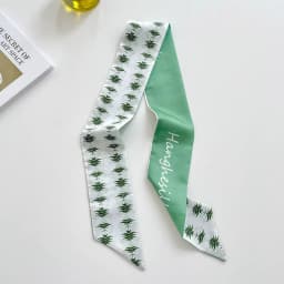 Korean green headband long small silk scarf for Women, Soft Comfort Elastic Headband, Workout Daily Casual Evening Gift Chic