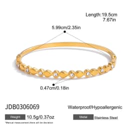 Uworld Delicate Crystal Bangle For Women Minimalist 18K Gold Plated Stainless Steel Bangle Party Wedding Fashion Jewelry Gift