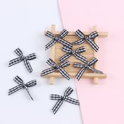 50Pcs/Lot Mini Plaid Stain Ribbon Bow Checkered Gingham Bow For DIY Sewing Crafts Wedding Decoration Hairpin Garment Accessories