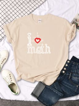T-Shirts Women's I Love Math Letter Pattern Printed T-Shirt Women Casual Tees Oversize Soft Female t-Shirt Japan Style Tops