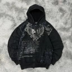 American Retro Fur Collar Flag Printing Oversize Zipper Hoodie Men's and Women's Y2K New Harajuku Hip Hop Goth Casual Sweatshirt
