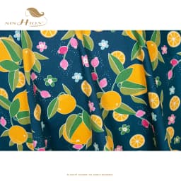 SISHION Blue Oranges Floral Printed Summer Skirts for Women VD0020 High Waist Swing Vintage Hepburn Umbrella Skirts Jupe Courte