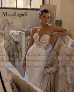 Moonlight Glitter Sweetheart Wedding Dresses Button Sleeveless Lace Appliques Mermaid Bridal Gown Vestido De Noiva Customized