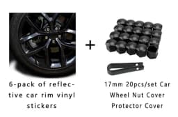 6Pcs Reflective Car Wheel Rim Vinyl Stickers Hash Mark Stripe Racing Wheel Hub Decals for Size 18" - 21" decorative sticker
