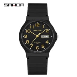 SANDA 9072 Personalized Casual Simple Waterproof Night Light Date Silicone Strap Youth Quartz Watch Men's and Women's Gifts