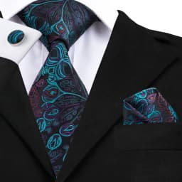 Hi-Tie Teal Blue Dot Striped Design Silk Wedding Nicktie For Men Hanky Cufflink Gift Mens Tie Set Business Party Dropshipping
