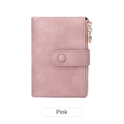 Retro Wallet Women's Short Three Fold Large Capacity Double Zipper ID Credit Card Holder Minimalist Solid Color Lady Coin Purse