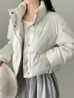 Chic Winter Thiened High Collar Zipper ort PU Leather Bread Sle Cotton Jaet Women's Faionable Versatile Loose Fit Coat