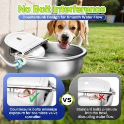 Stainless Steel Pet Water Dispenser with Float Ball Valve Automatic Dog Water Bowl Auto Refill Outdoor Hanging Pets Waterer