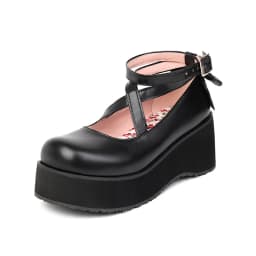 Ultra-Thick Foam Soles Cross-Strap Loafers Oversized Breathable Solid Color Pumps 2022 New PU Material Height-Enhancing Shoes