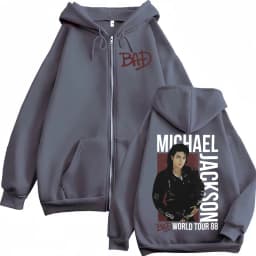 Michael Jackson King of Pop Bad World Tour Zipper Hoodies Men Women Hip Hop Street Zip Up Sweatshirts Fleece Loose Jacket Hoodie