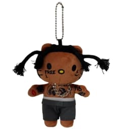 10CM kawaii Rapper Hip Hop Black Hello Kitty Plush Toys Pendant Cartoon Singer Kitty Cool Girly Soft Stuffed toy Backpack Charm