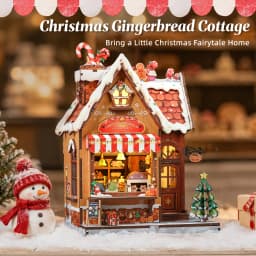 Original CUTEBEE Christmas DIY Miniature Dollhouse Kit Gift for Adults 1:18 Gingerbread House 3D Puzzles Model Building Set