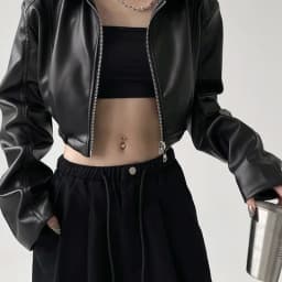 Y2k Black New PU Leather Jacket Cropped Jacket Long-sleeved Top Motorcycle Jackets Design Loose Streetwear Coat Trendy Vintage