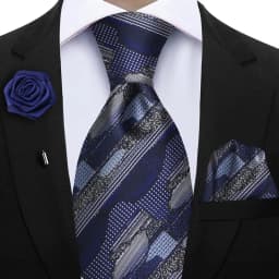 Peacock Blue Floral Print 2-Piece Tie & Pocket Square Set for Men Wedding Business Casual Stylish Accessories