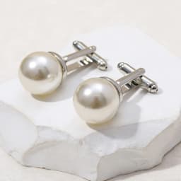 Luxury White Round Pearl Cufflinks for Men Elegant Wedding Business Shirt Cuff Buttons Premium Formal Dress Jewelry Accessories