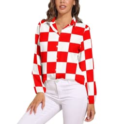 Black Checkerboard Blouse Classic Black and White Checker Office Print Blouses Women Autumn Oversize Long Sleeve Casual Shirts