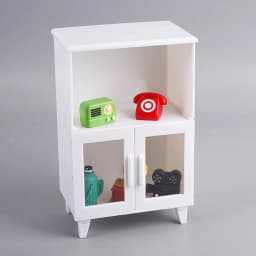 1Set Miniature White Cupboard Display Cabinet Storage Lockers +ornament Furniture Model Decor Toy DollHouse Accessories