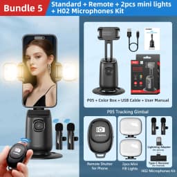 AI Auto-Tracking Phone Gimbal 360° Rotating Face Tracking Stabilizer Portable Desktop Holder for Live Streaming & Photo Shooting