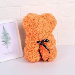 25cm Artificial Rose Teddy Bear with Gift Box, Romantic Valentine's Day Gift for Women, Ideal for Anniversary & Wedding