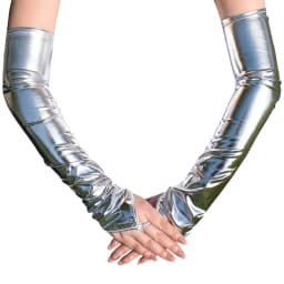 48cm Sexy Women Lacquer Leather Hook Finger Long Gloves Arm Sleeves Nightclub Pole Dance Stage Performance Cosplay Mittens