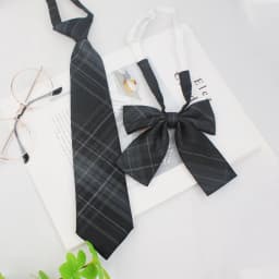 A Set of Two Handmade Jk Ties + Bow Ties, Available in Various Styles, Versatile College-Style Jk Plaid Women's Bow Ties and Ties, There Is Always One That Can Meet Your Needs