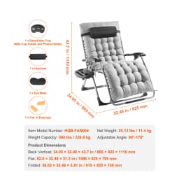 SucceBuy Zero Gravity Chair Zero Gravity Recliner Lounge Chair Adjustable Anti Gravity Chair with Cushion Footrest & Cupholder