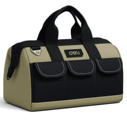 Deli 13 Inch Tool Bag Oxford Cloth Waterproof Double Sided Pockets with Shoulder Strap for Mechanics HVAC Engineers