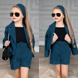 Customized Girl Outfit Solid Yellow Notch Lapel Girl Suits High Quality Party Birthday Children Clothing(Jacket+Short Pants)