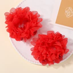 2Pcs Glirs Cute and Sweet Chiffon Flowers Headband Hair Accessories with Elastic Bands Colorful Beads Hair Bands Holiday Gifts