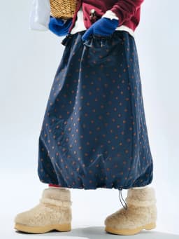 Velvet Polka Dot Lantern Skirt, Elastic - Waist Pocket Design, Retro Commute, Artistic & Chic 255282
