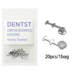 20PCS Dental Orthodontic Lingual Buttons-Bondable Round Mesh Base Composite Clear Ceramic Hook Dentistry Accessories Materials