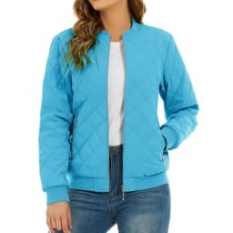 TACVASEN Womens Diamond Quilted Bomber Jacket Ribbed Baseball Collar Zip Up Coat Windproof Lightweight Padded Casual Outerwear