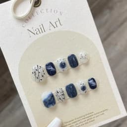 10pcs Handmade Nail Tips Star French Press on Nails with Sticky Tabs Autumn Fake Nails for Women Holiday Prosthetic Nail Set