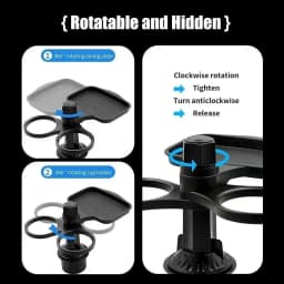 3-in-1 Detachable Car Cup Holder Tray-Expandable Food Table with 360° Rotating Design,Sturdy Base for Long Road Trips Table Tray