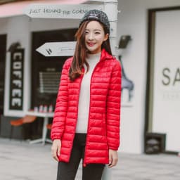 Fall Winter Lightweight down Jacket Long Slimming Large Size Fashionable Cotton Coat Warm Outerwear Commute Korean Style
