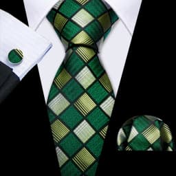 Barry.Wang Green Mint Teal Men Tie Hanky Cufflinks Set Jacquard Olive Sage Lawn Cyan Necktie for Male Wedding Business Gift