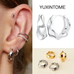 Pave Micro Crystal North Star Hoop Earrings Punk 925 Sterling Silver Ear Needle Twist Gold Earrings For Women Minimalist Jewelry